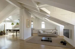 Living Room In The Attic Design Photo