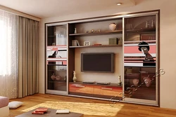 Photo of wardrobes in the living room with TV