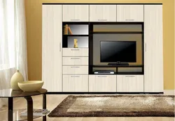 Modern bedroom walls with TV and wardrobe photo