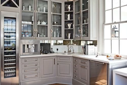 Wall cabinets for the kitchen with glass in the interior