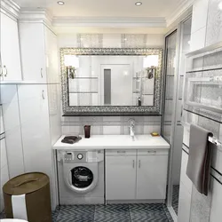 Bathroom Design In A Panel House With A Washing Machine