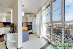 Дизайн квартиры студии кухня на балконе