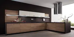 Дызайн кухні з цёмным фасадам фота