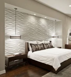 Wall behind the bed in the bedroom modern design