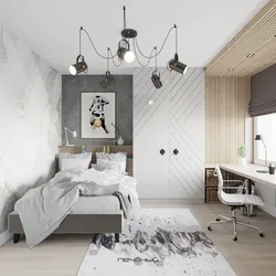 Белый дизайн спальни для подростка