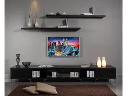 Современные полки на стену в гостиную с телевизором фото