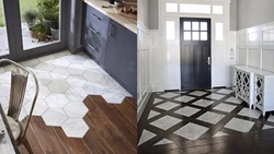 Tiles On The Floor In The Kitchen With A Transition Photo