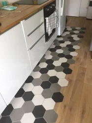 Tiles On The Floor In The Kitchen With A Transition Photo