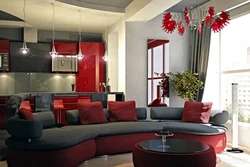 Living Room Interior With Red Floors