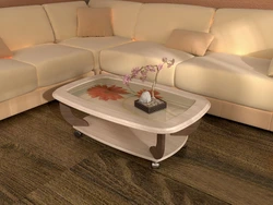 Coffee table on wheels for the living room photo