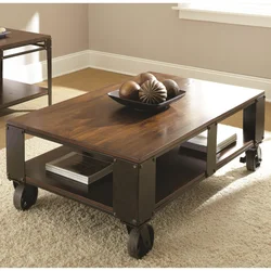 Coffee table on wheels for the living room photo