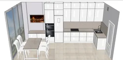Дизайн кухни с холодильником и диваном
