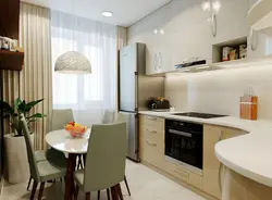Kitchen Design With Refrigerator And Sofa