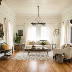 Living room design with white paneling