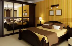 Bedroom interior brown yellow