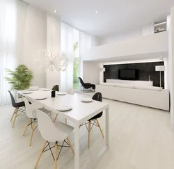 Photo Of A Living Room In A Modern Style In White