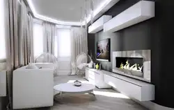 Photo of a living room in a modern style in white