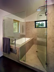 Душевая и ванна в одной комнате фото