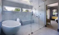 Shower and bath in one room photo