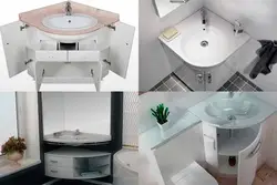 Шкафы бар ваннаға арналған бұрыштық раковиналардың фотосуреті
