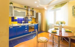 Фото кухни желтая с синим