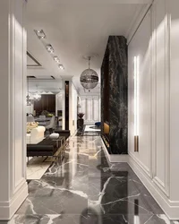 Marble on the wall in the hallway interior