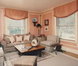 Living Room Interior With Peach Walls