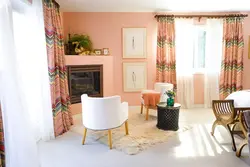 Living room interior with peach walls