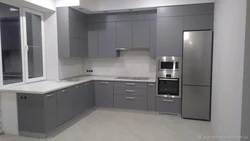Photo of kitchens color graphite with white