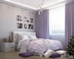 Светло сиреневый интерьер спальни