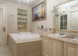 Кіріктірілген ваннасы бар ванна бөлмесінің дизайны