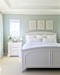 Белы колер сцен у інтэр'еры спальні
