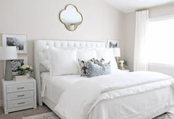 White wall color in the bedroom interior