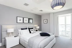 White wall color in the bedroom interior