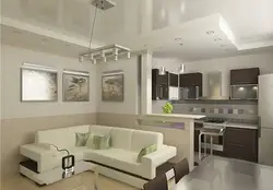 Design Of A Corner Kitchen With A Living Room In An Apartment