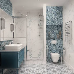Дизайн ванной комнаты голубой мрамор
