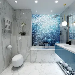 Bathroom design with blue marble