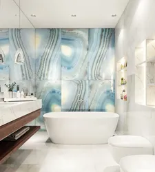 Bathroom design with blue marble