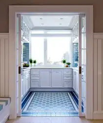 Kitchen interior with window and door photo