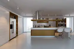 Халадзільнік у інтэр'еры кухні гасцінай дызайн