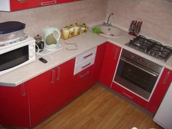 Corner kitchens for a small kitchen with a gas stove photo