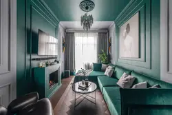 Living Room In Emerald Color Photo
