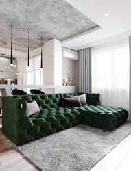 Living room in emerald color photo