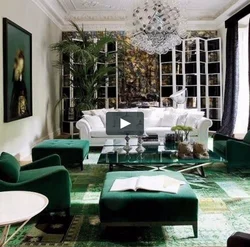 Living room in emerald color photo