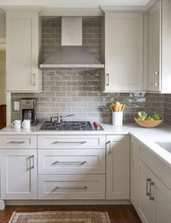 Photo design of a kitchen apron with a white countertop