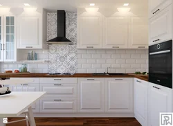 Photo design of a kitchen apron with a white countertop