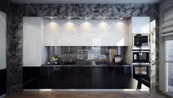 Kitchen design black and white wallpaper