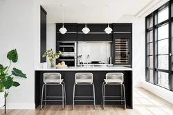 Kitchen design black and white wallpaper