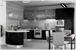 Kitchen design black and white wallpaper