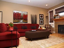 Photo of burgundy living room interior